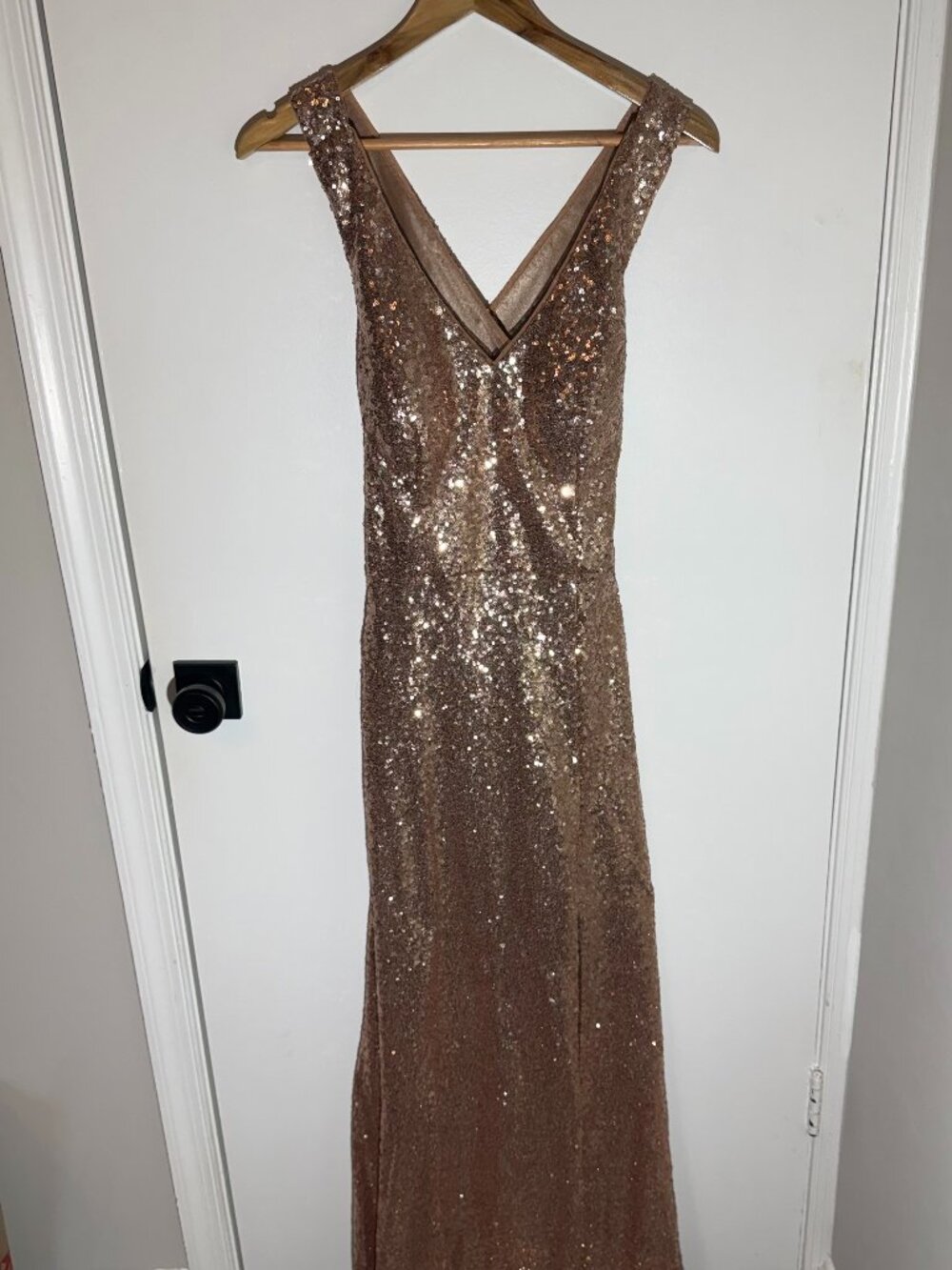 Revelry Asher Sequin Dress, Rose Gold Sequin, Size 8, Bridesmaid Dress